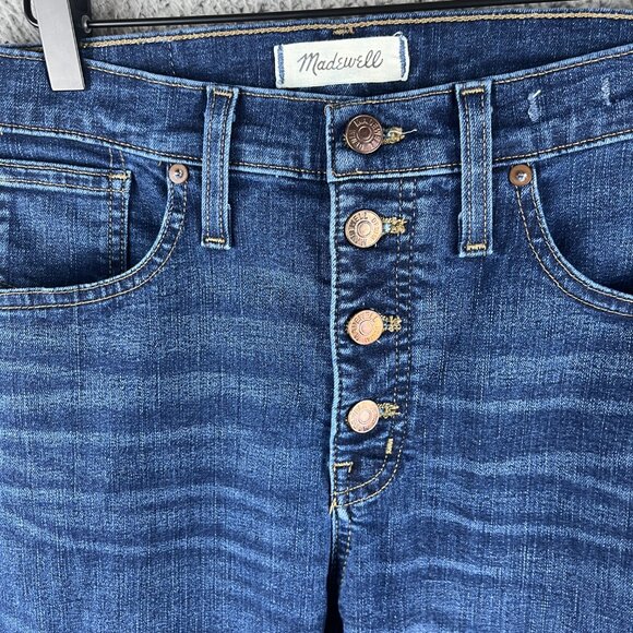 Madewell Medium Wash Buttonfly 9" High-Rise Skinny Blue Denim Jeans Size 28‎ - Picture 9 of 15